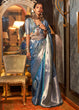Load image into Gallery viewer, Steel Blue Two Tone Handloom Woven Organza Silk Saree Clothsvilla