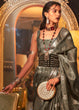 Load image into Gallery viewer, Ash Grey Two Tone Handloom Woven Organza Silk Saree Clothsvilla