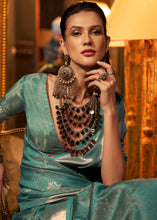 Load image into Gallery viewer, Dynasty Green Two Tone Handloom Woven Organza Silk Saree Clothsvilla