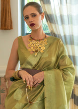 Load image into Gallery viewer, Shades Of Green Woven Satin Tissue Silk Saree Clothsvilla