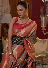 Load image into Gallery viewer, Midnight Black Kashmiri Jamawar Woven Silk Saree Clothsvilla