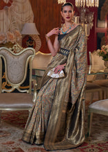 Load image into Gallery viewer, Golden Black Kashmiri Jamawar Woven Silk Saree Clothsvilla