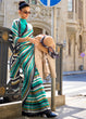 Load image into Gallery viewer, Persian Green Designer Satin Crepe Printed Saree Clothsvilla