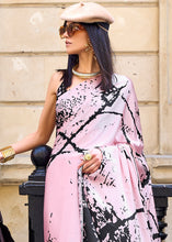 Load image into Gallery viewer, Light Pink Designer Satin Crepe Printed Saree Clothsvilla