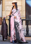 Light Pink Designer Satin Crepe Printed Saree Clothsvilla