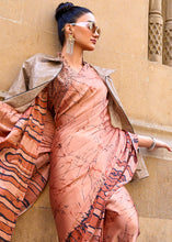 Load image into Gallery viewer, Shades Of Orange Designer Satin Crepe Printed Saree Clothsvilla