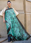 Tiffany Blue Designer Satin Crepe Printed Saree Clothsvilla