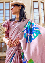 Load image into Gallery viewer, Flamingo Pink Designer Satin Crepe Printed Saree Clothsvilla