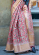 Load image into Gallery viewer, Pink &amp; Beige Floral Printed Satin Organza Saree Clothsvilla