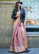 Load image into Gallery viewer, Pink &amp; Beige Floral Printed Satin Organza Saree Clothsvilla
