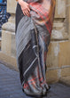 Load image into Gallery viewer, Black &amp; Orange Digital Printed Poly Viscose Saree Clothsvilla