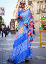 Load image into Gallery viewer, Shades Of Blue Digital Printed Poly Viscose Saree Clothsvilla