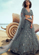 Load image into Gallery viewer, Anchor Grey Soft Net Designer Lehenga Choli with overall Sequins and Thread work(Pre-Order) Clothsvilla