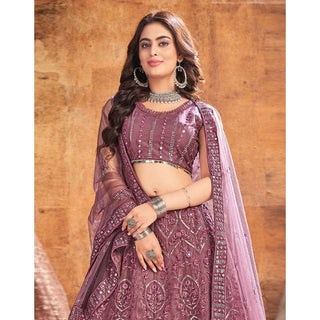 Peach pink Thread and Sequence work Lehenga choli ClothsVilla