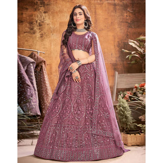 Peach pink Thread and Sequence work Lehenga choli ClothsVilla