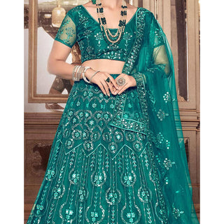 Dark Rama Thread and Sequence work Lehenga choli ClothsVilla