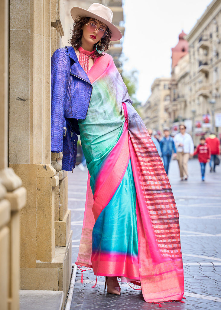 Multi Colored Digital Floral Printed Silk Saree Clothsvilla