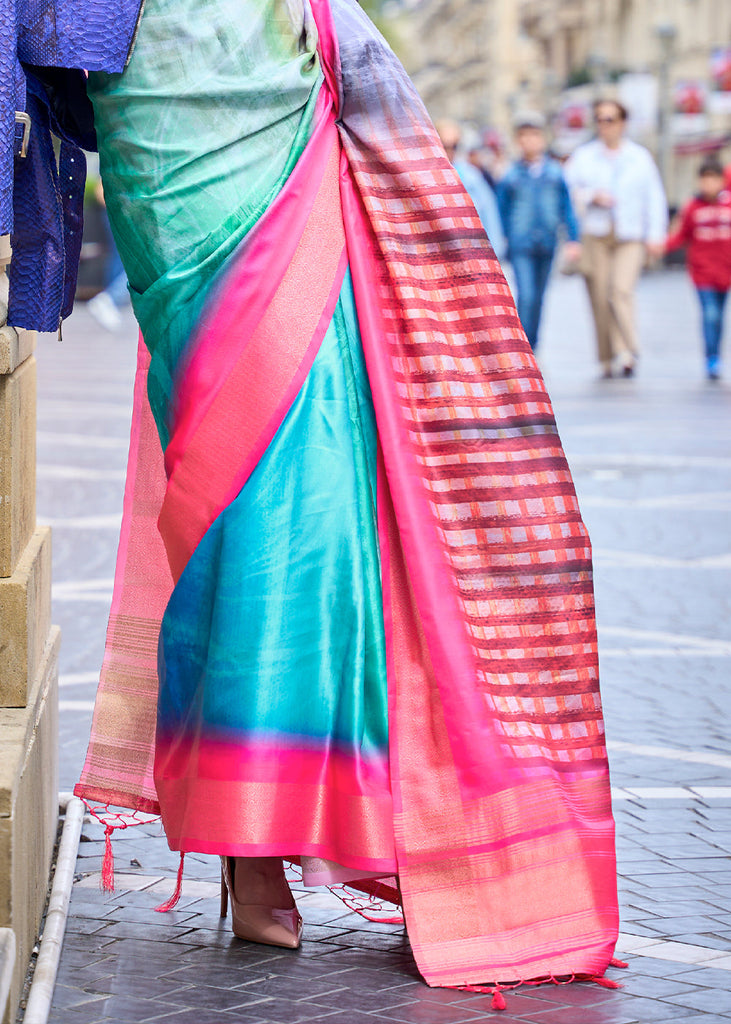 Multi Colored Digital Floral Printed Silk Saree Clothsvilla