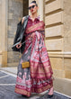 Load image into Gallery viewer, Grey &amp; Pink Digital Floral Printed Silk Saree Clothsvilla