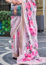 Load image into Gallery viewer, Lavender Purple Digital Floral Printed Silk Saree Clothsvilla