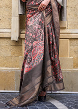 Load image into Gallery viewer, Mocha Brown Digital Floral Printed Silk Saree Clothsvilla