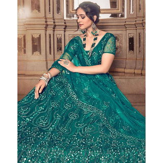 Dark Rama Thread and Sequence work Lehenga choli ClothsVilla