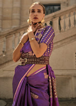 Load image into Gallery viewer, Electric Purple Handloom Woven Satin Silk Saree Clothsvilla