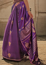 Load image into Gallery viewer, Electric Purple Handloom Woven Satin Silk Saree Clothsvilla