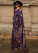 Load image into Gallery viewer, Irish Purple Handloom Woven Satin Silk Saree Clothsvilla