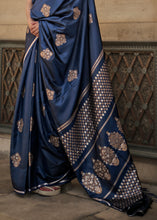 Load image into Gallery viewer, Yale Blue Handloom Woven Satin Silk Saree Clothsvilla