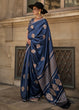 Load image into Gallery viewer, Yale Blue Handloom Woven Satin Silk Saree Clothsvilla
