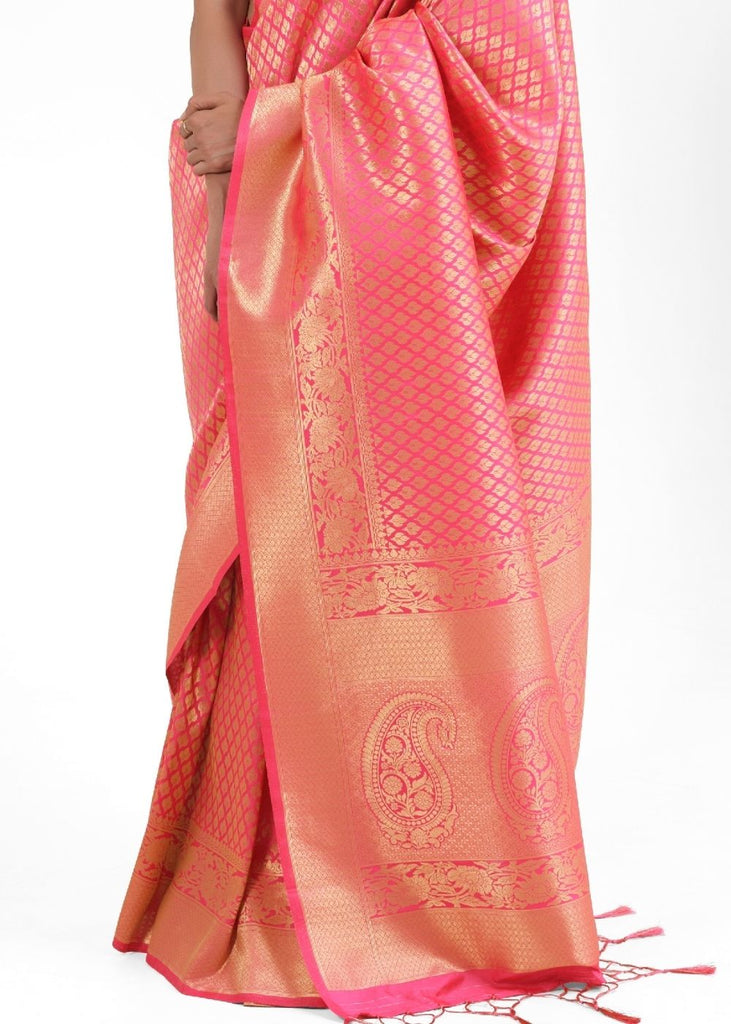 Vivid Pink Kanjivaram Soft Woven Silk Saree Clothsvilla