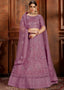Mauve Purple Soft Net Lehenga Choli with Thread, Zarkan & Pearl work Clothsvilla