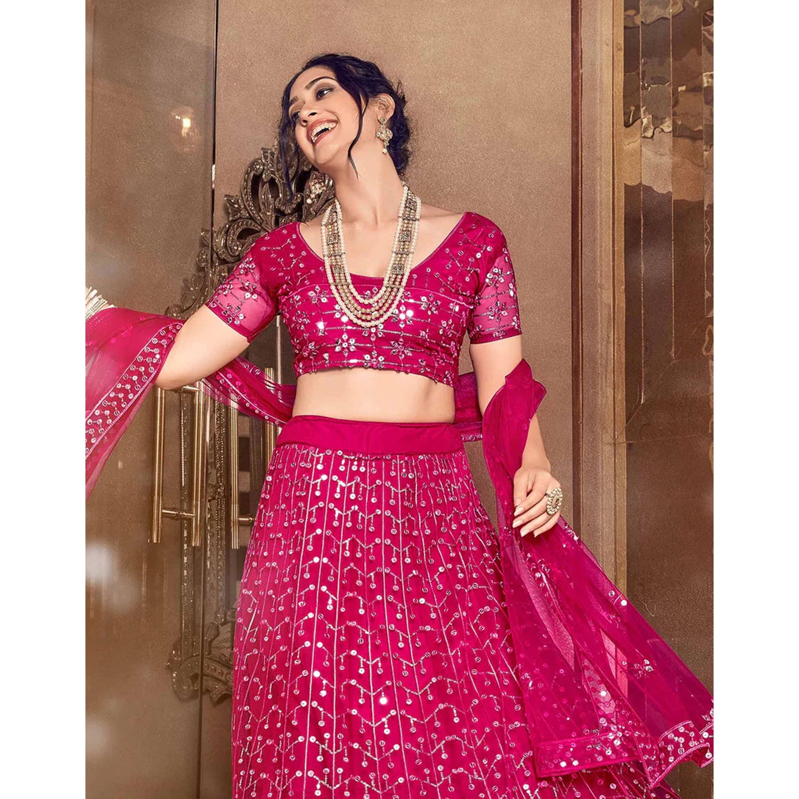Rani Thread and Sequence work Lehenga choli ClothsVilla