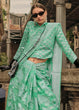 Load image into Gallery viewer, Seafoam Green Zari Handloom Woven Organza Silk Saree Clothsvilla