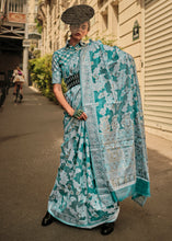 Load image into Gallery viewer, Shades Of Blue Zari Handloom Woven Organza Silk Saree Clothsvilla