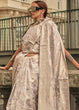 Load image into Gallery viewer, Parchment White Zari Handloom Woven Organza Silk Saree Clothsvilla