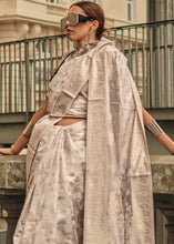 Load image into Gallery viewer, Parchment White Zari Handloom Woven Organza Silk Saree Clothsvilla