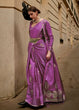 Load image into Gallery viewer, Neon Purple Zari Handloom Woven Satin Silk Saree Clothsvilla