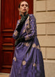 Load image into Gallery viewer, Indigo Purple Zari Handloom Woven Satin Silk Saree Clothsvilla