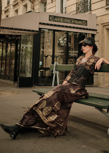 Mocha Brown Zari Handloom Woven Satin Silk Saree Clothsvilla