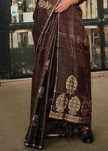 Load image into Gallery viewer, Mocha Brown Zari Handloom Woven Satin Silk Saree Clothsvilla