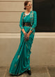 Load image into Gallery viewer, Dark Cyan Green Zari Handloom Woven Satin Silk Saree Clothsvilla