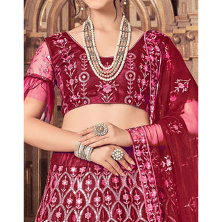 Maroon Thread and Foil Mirror Cutwork Lehenga choli ClothsVilla