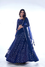 Load image into Gallery viewer, Navy Blue Color Thread Work With Georgette Lehenga Choli |Wedding Wear Clothsvilla