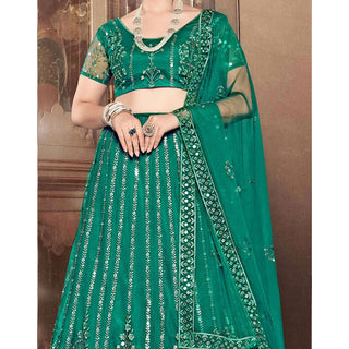 Light Rama Thread and Foil Mirror Cutwork Lehenga choli ClothsVilla