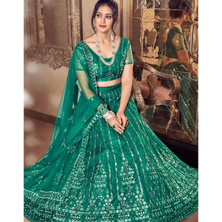 Light Rama Thread and Foil Mirror Cutwork Lehenga choli ClothsVilla