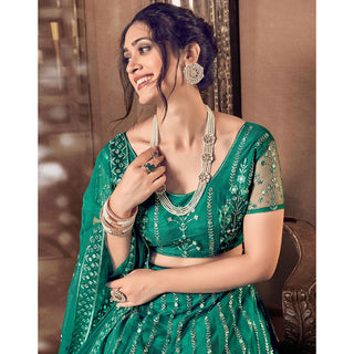 Light Rama Thread and Foil Mirror Cutwork Lehenga choli ClothsVilla