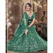 Load image into Gallery viewer, Light Rama Thread and Foil Mirror Cutwork Lehenga choli ClothsVilla