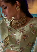 Load image into Gallery viewer, Pistachio Green Designer Soft Net Lehenga Choli with Sequin and Thread work Clothsvilla